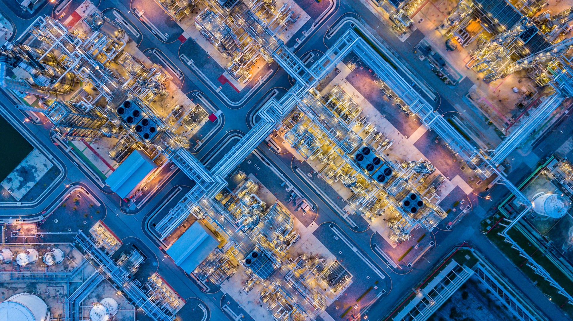 Aerial view of oil refinery